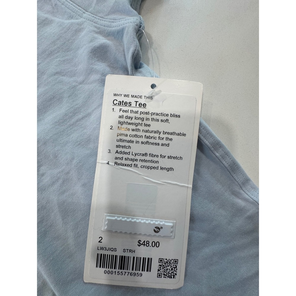 lululemon Cates Tee Relaxed Cropped Size 2 Pastel Blue Women NWT - Picture 7 of 9